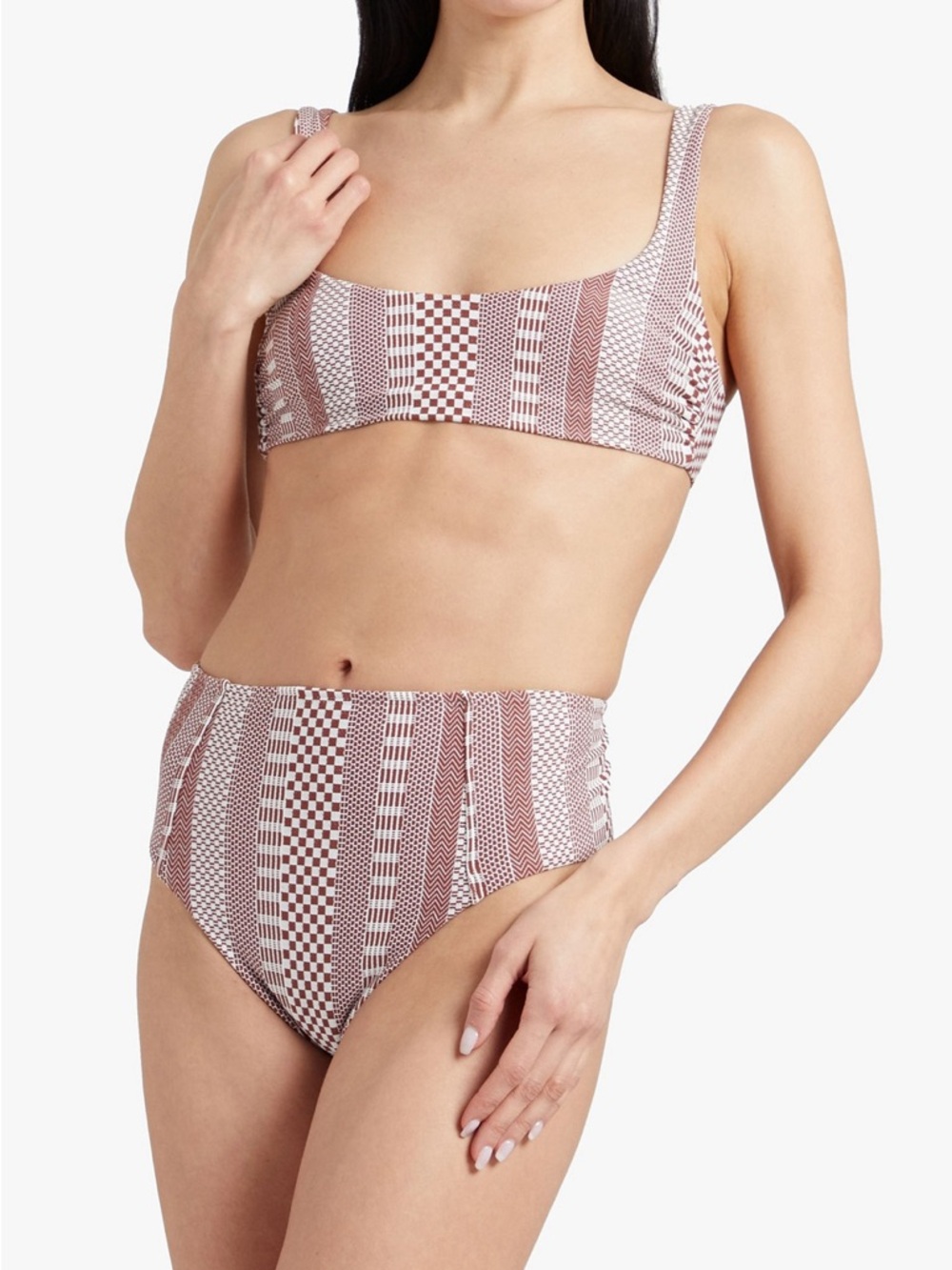 Veronica Beard Celeste bikini top and Jenkin high rise bikini bottom